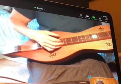 closeup of fretboard